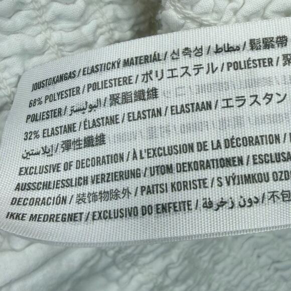 Abercrombie & Fitch White Halter Crop Top Smocked Backless Womens Sz L - Picture 9 of 10